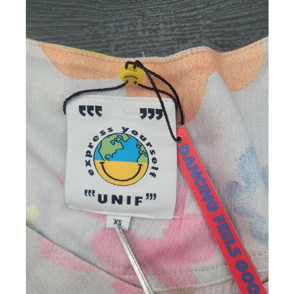 NWT UNIF Dew Flower Print Babydoll Mini Dress Sz XS Blue Mod Retro 70s Cottage - Picture 5 of 9